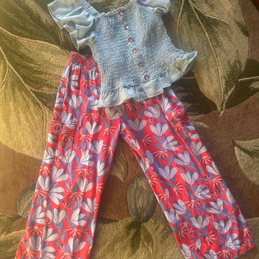 Vince Camuto Smocked Top with Print Pants